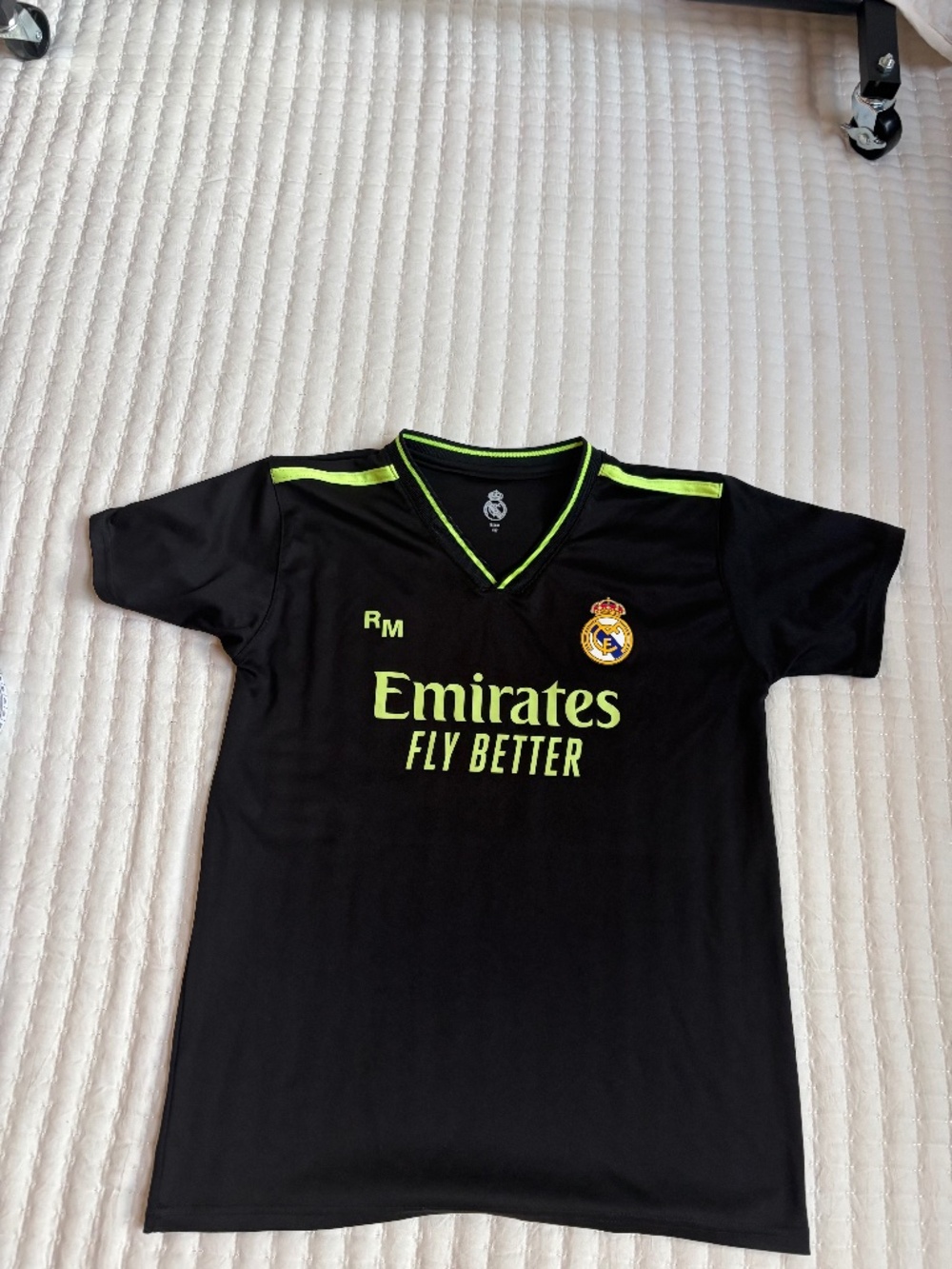 Real Madrid Kids Black Neon Green Training Jersey Size 12